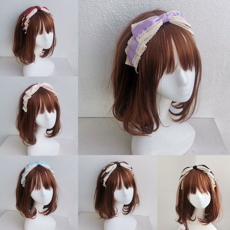 Băng Đô Cài Tóc Phối Ren Phong Cách Lolita Ngọt Ngào Dùng Hóa Trang
