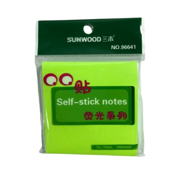 Giấy Nhớ Màu, Giấy Note Cao Cấp 3x3 Sunwood 96641 - Chất Lượng Cao, Độ Bám Dính Lâu Bền Trên Nhiều Chất Liệu