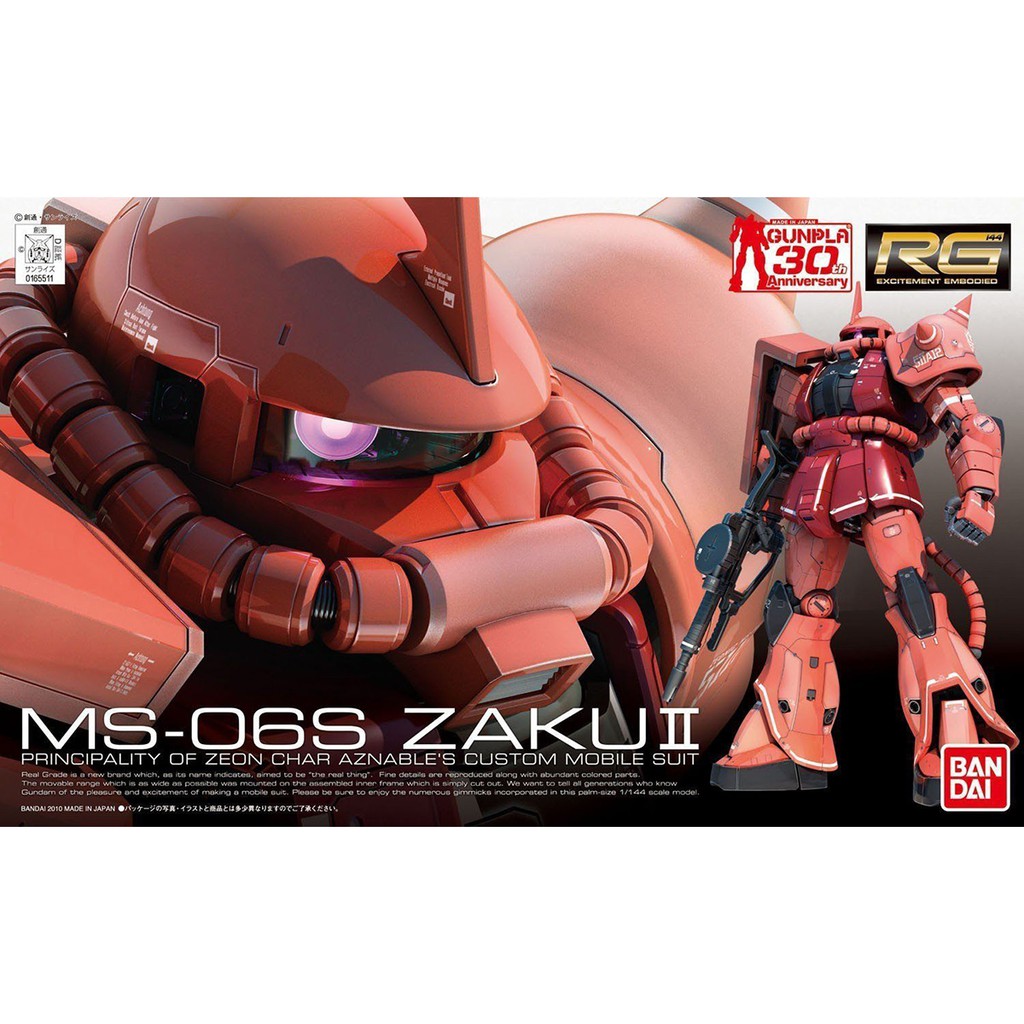 Mô Hình Lắp Ráp RG ZAKU 2 MS-06S Gundam Bandai Real Grade 08 1/144 Đồ Chơi Anime