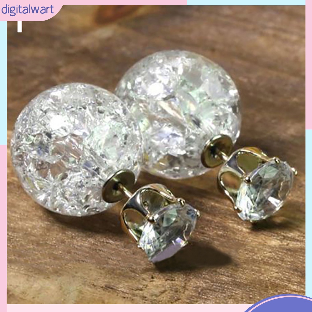 Cặp khuyên tai thiết kế quả cầu pha lê nhiều màu sắc cá tính trẻ trung dành cho nữ