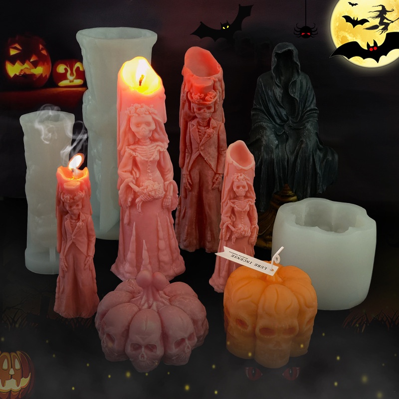 Khuôn Làm Nến Sáp Xà Phòng Bằng Silicone Hình Halloween 3D DIY