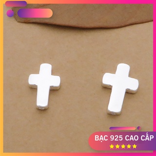 Charm bạc trắng hình thánh giá xỏ ngang