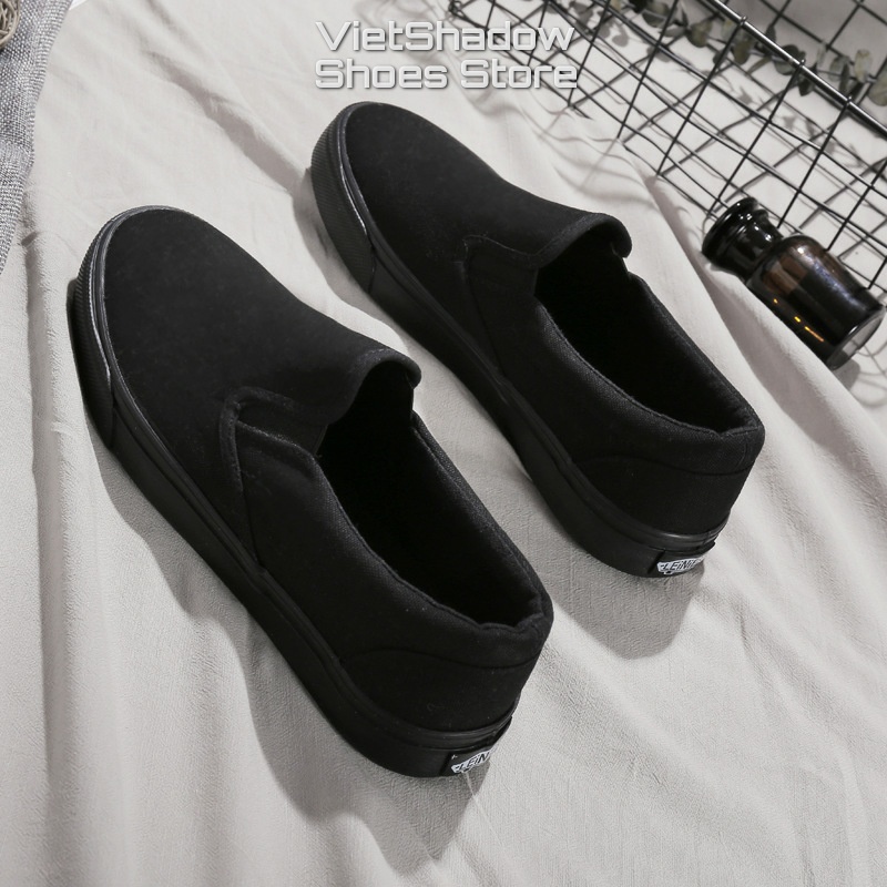Slip on nam - Giày lười vải nam LEiNiER - Chất liệu vải bố sợi cotton 3 màu đen, trắng và đen tuyền - Mã SP 228