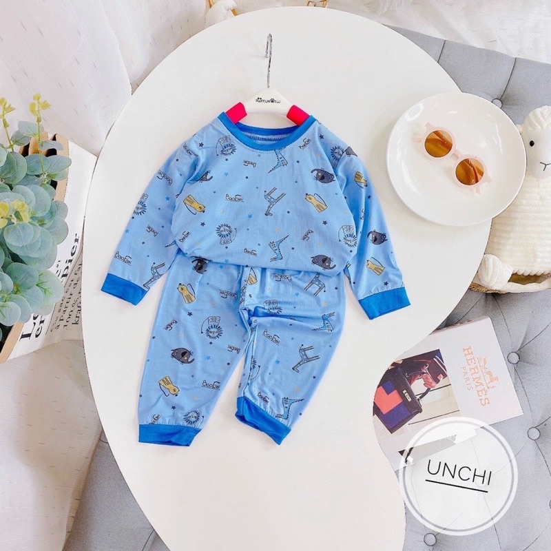 Bộ Dài Tay Cho Bé Gái, Bé Trai Minky Mom Vải Cotton 100% IN Hoạ Tiết Toàn Thân, Bộ Quần Áo Trẻ Em Thu Đông