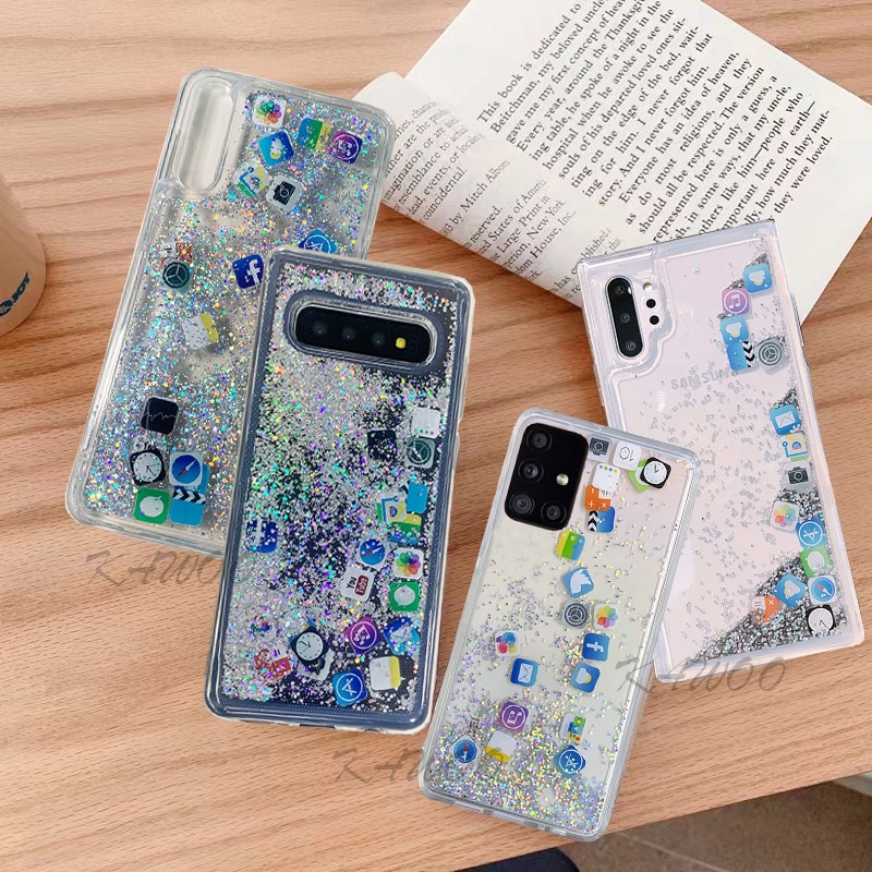 Ốp Điện Thoại TPU Mềm Trong Suốt Phối Kim Tuyến Cho Samsung Galaxy S10 Plus A51 A71 A31 A52 A72 A53 A73 A23 Note 10 A50 A50S