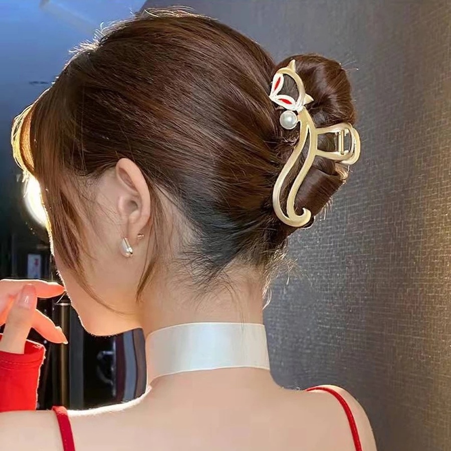 Kẹp Tóc Móng Vuốt Lớn Màu Vàng Kim Hình Cáo Cá Tính Thời Trang Hàn Quốc