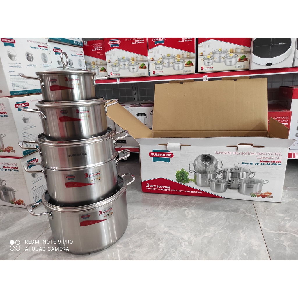 Bộ nồi inox 3 đáy SUNHOUSE SH895