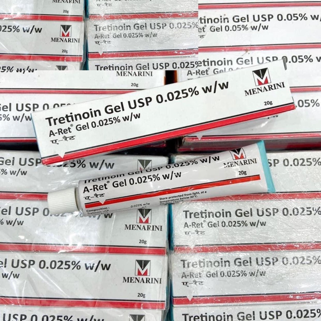 Tretinoin Aret USP Gel Ấn Độ 0.025% 0.1% giảm mụn trẻ hóa da chính hãng