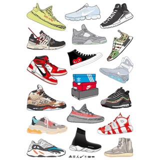 Sticker sneaker giày dán nón bảo hiểm vali laptop khổ A4