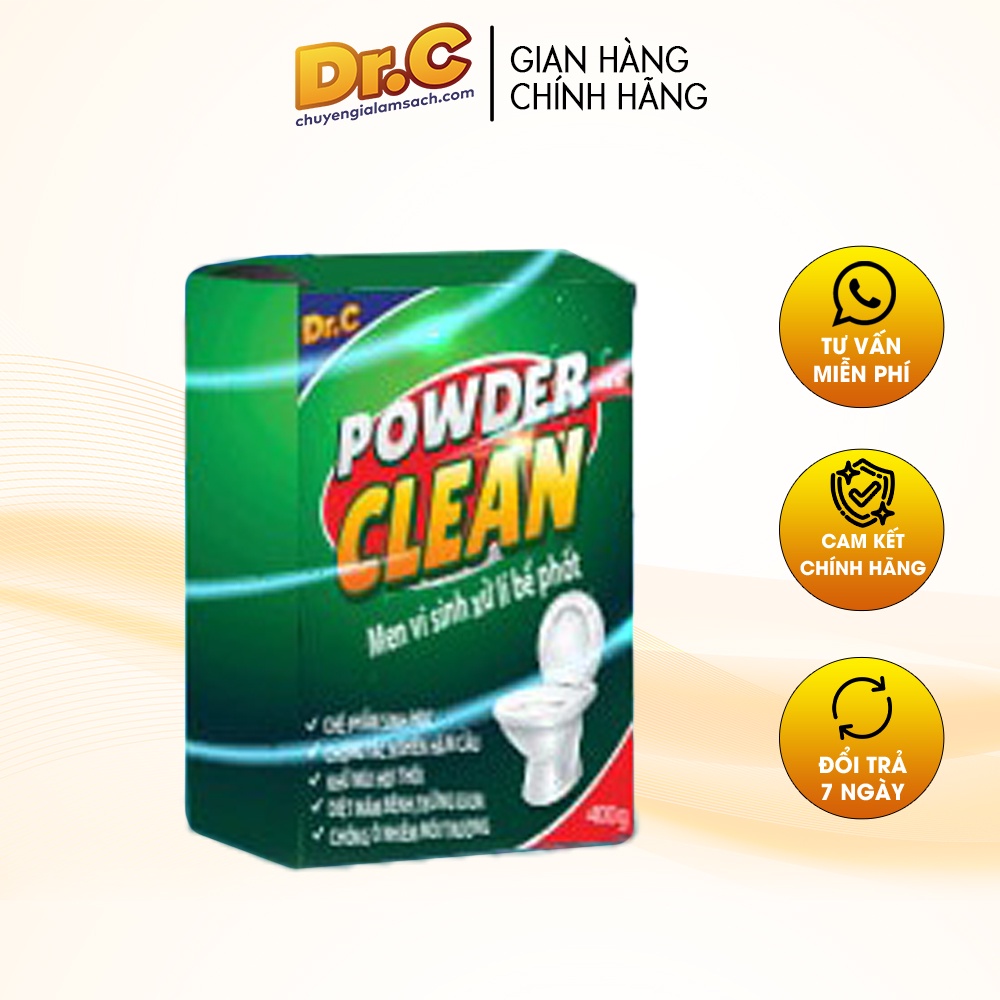 Men vi sinh xử lý bể phốt powder clean chính hãng Dr.C, chống tắc nghẽn hầm cầu, khử mùi hôi toilet - MVS