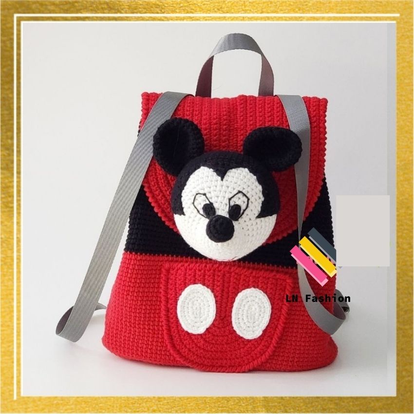 Thời trang cho bé , balo móc len thủ công cao cấp hình Micky - minnie - LN_Fashion