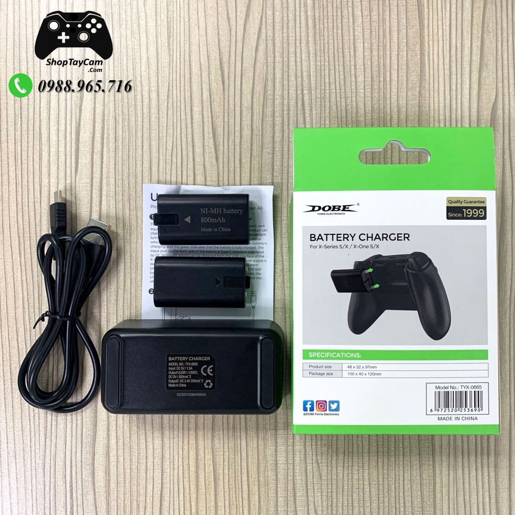Bộ Pin Sạc 2 Pin Sạc Rời Cho Tay Cầm Xbox One S / Xbox One X Controller Hàng Chính Hãng DOBE – TYX-0665 | TOP BÁN CHẠY