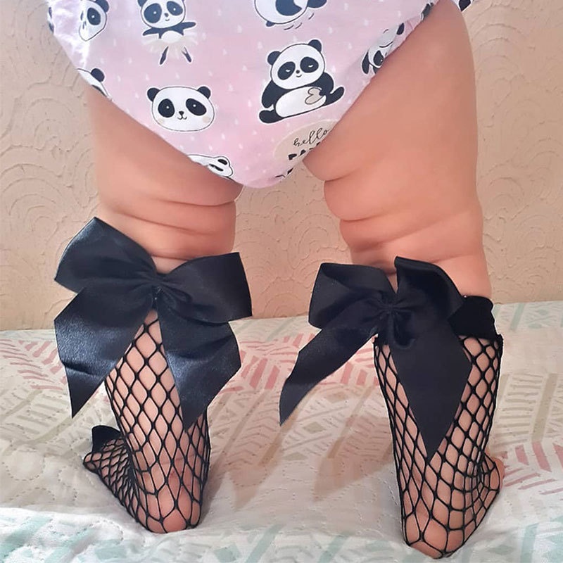 Vớ lưới cổ cao đính nơ phong cách mùa hè thời trang cho bé gái 1-5 tuổi