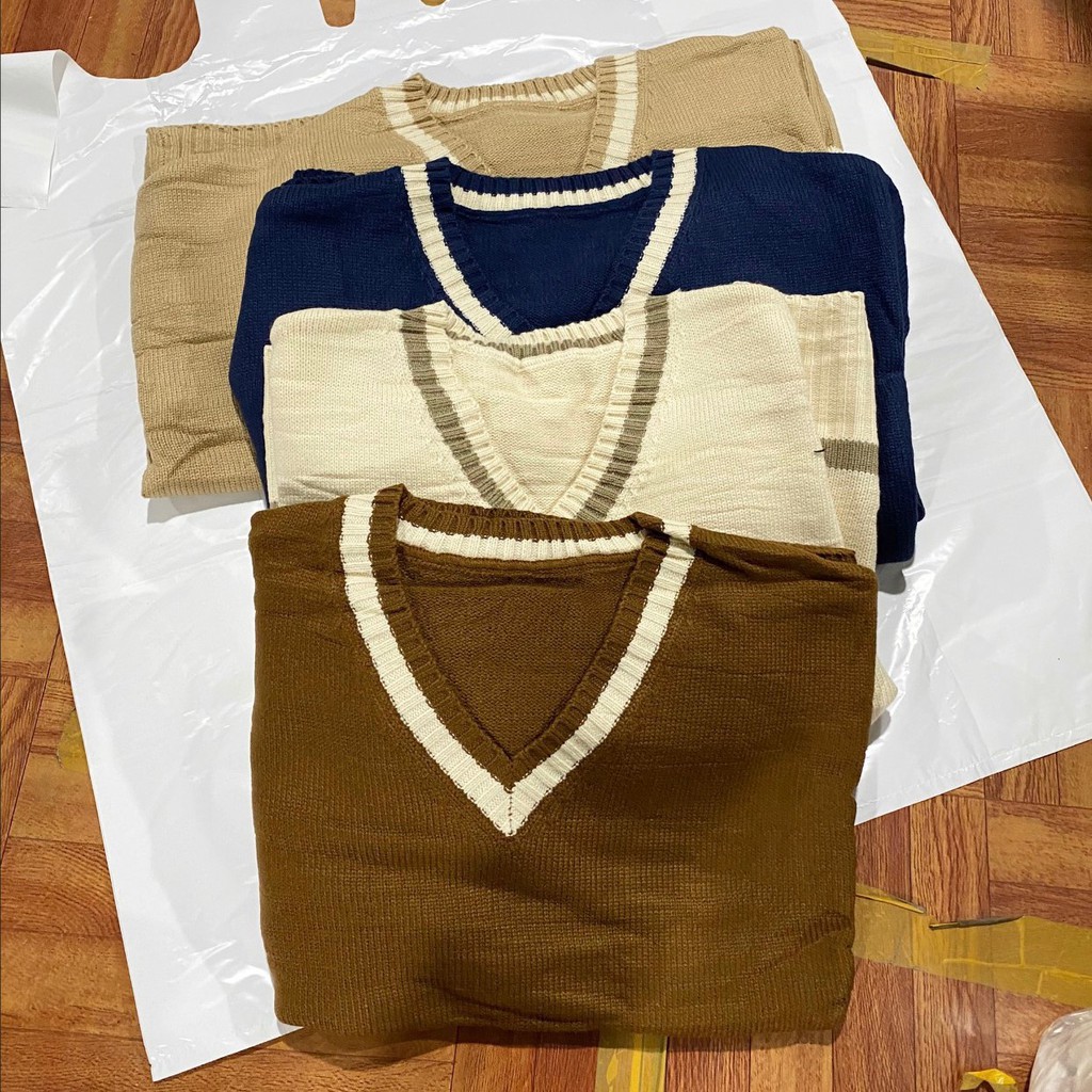 Áo len cổ tim viền pha sọc ngang dưới A1504 SUSTORE