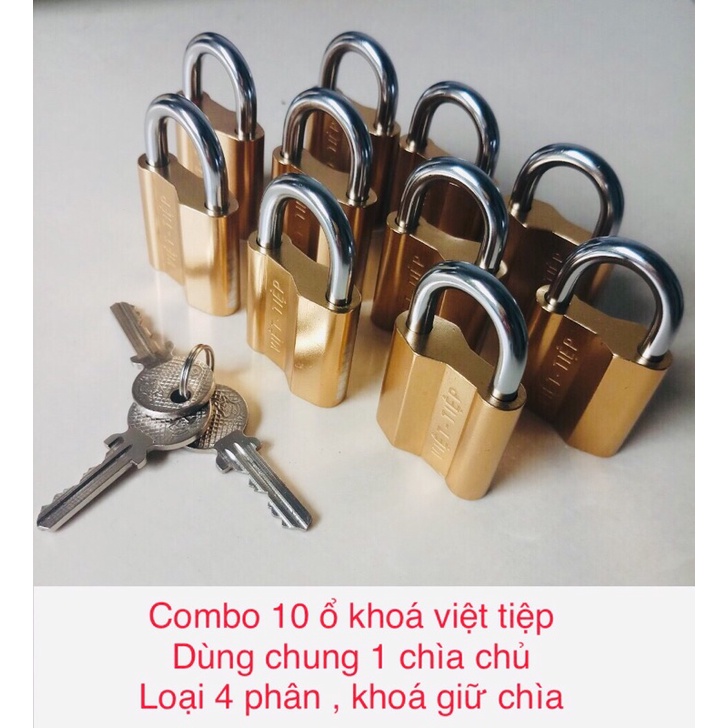 Combo 10 ổ khoá việt tiệp dùng chung 1 chìa chủ