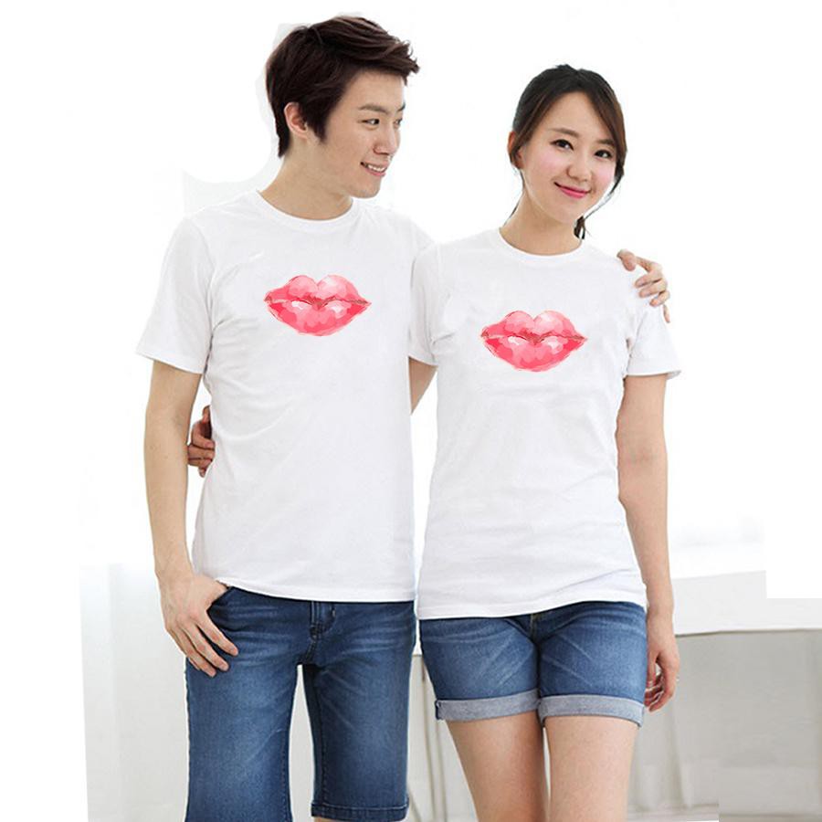 Áo thun cặp đôi in hình hình môi gợi cảm form rộng phong cách hàn quốc