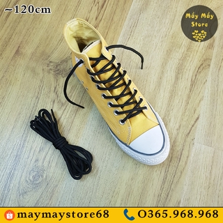 Dây Giày Tròn Màu Đen Dài 120cm (Cho Giày Có 7-8 Lỗ Xâu)