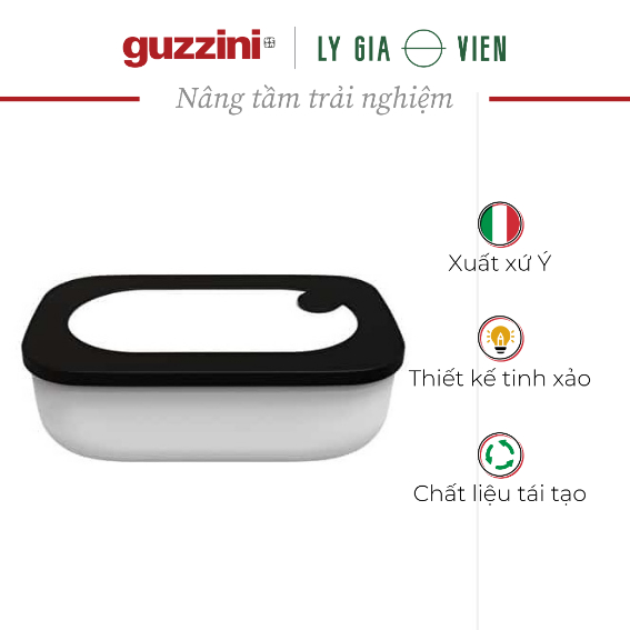 Hộp Đựng Cơm Trưa Thiết Kế Có Ngăn Guzzini Store &amp; Go Lunchbox With Case 900cc- Thân Thiện Với Lò Vi Sóng &amp; Máy Rửa Chén