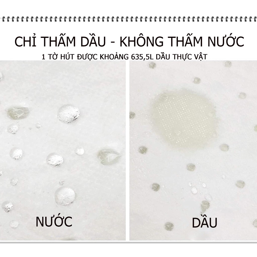 Giấy thấm hút dầu tràn siêu thấm Ichinen Nhật Bản - 1 tờ hút 623g dầu thực vật
