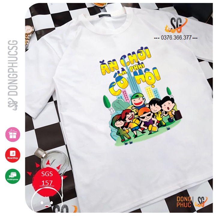 Áo thun hội nhóm unisex nam nữ gia đình độc đáo phông màu trắng thun cotton mềm mịn SGS157 | SG