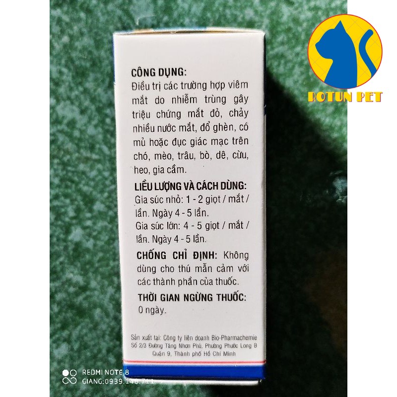 Chai Nhỏ Mắt Bio-Gentadrop 10ml Cho Chó Mèo RT