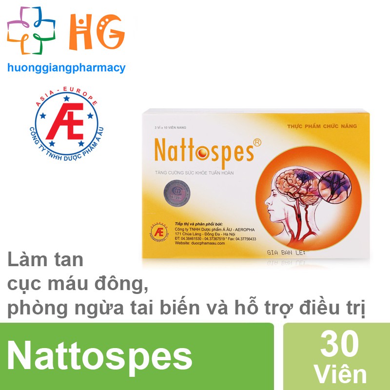 Viên uống Nattospes - Hỗ trợ phòng ngừa và điều trị tai biến mạch máu não (Hộp 30 viên)