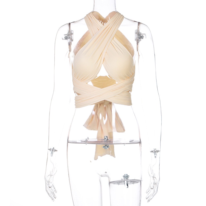 Áo DUNEA vải dệt kim không tay cổ chữ V hở lưng quyến rũ cho nữ