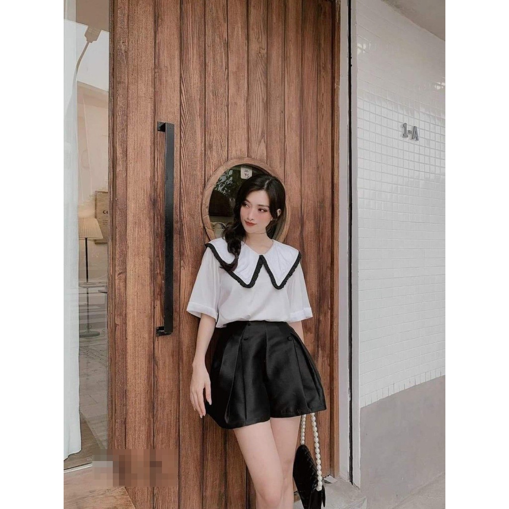 Set Áo Cổ Bèo Mix Quần Cúc Xếp Li Unisex X.store Có Ảnh Thật + Đánh Giá
