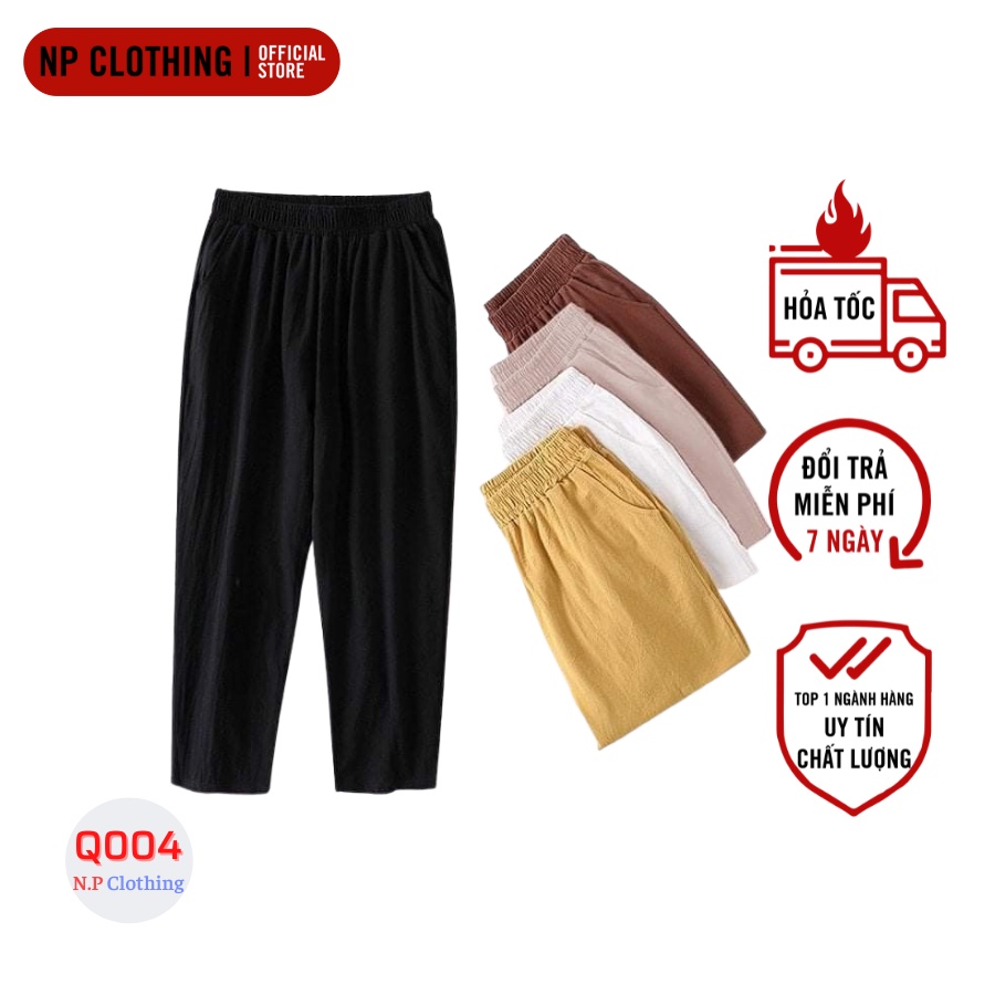 Quần Trung Niên Q004 Chất Thun LINEN Cao Cấp, Kiểu Quần Nữ Trung Niên Ống Đứng Thiết Kế Trang Nhã