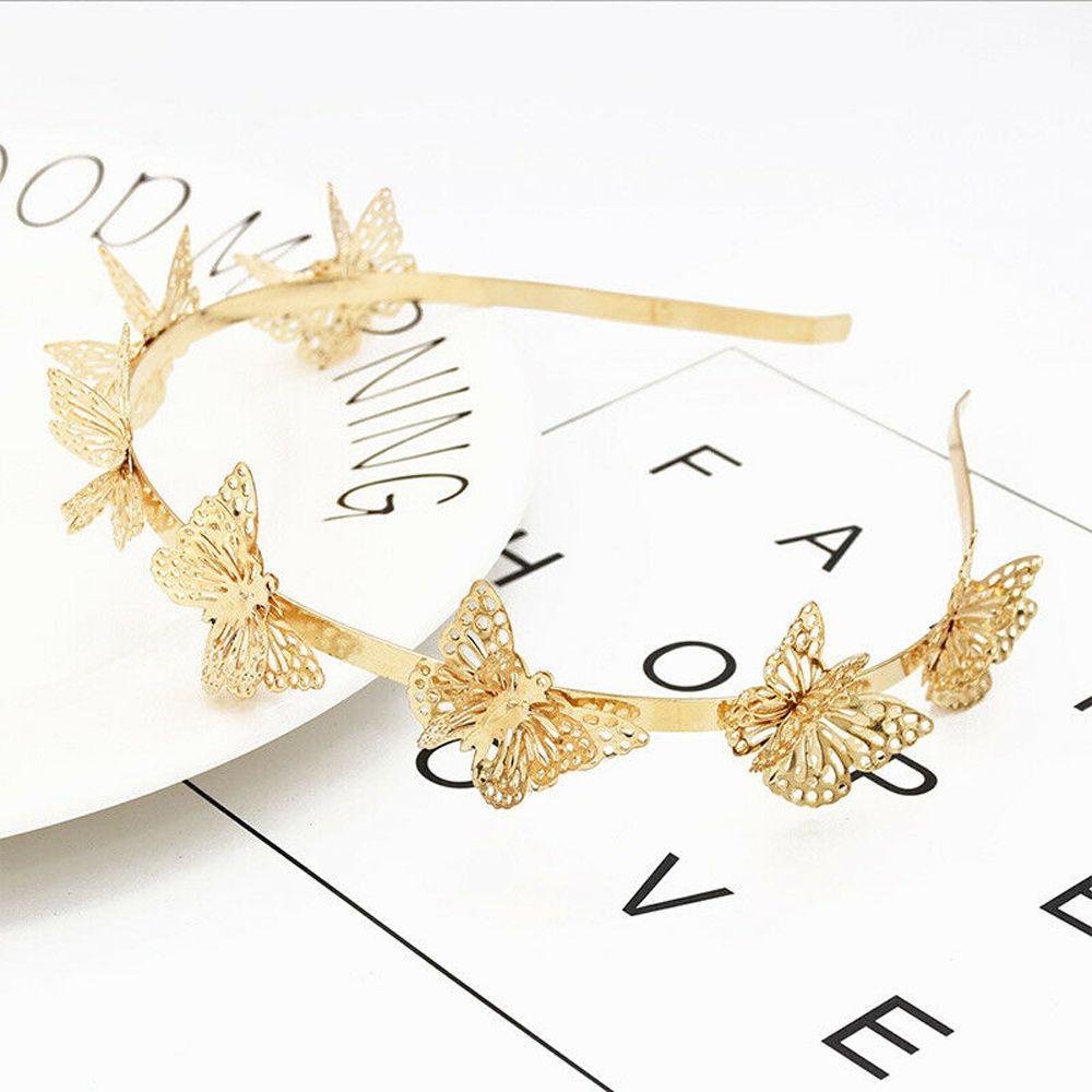 Băng Đô Cài Tóc Đính Hạt Lấp Lánh|Băng Đô Cài Tóc Hình Bướm Bằng Hợp Kim Màu Bạc Xinh Xắn Cho Nữ