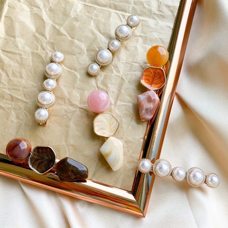Set kẹp vân đá Hàn Quốc phụ kiện tóc thời trang Veronica