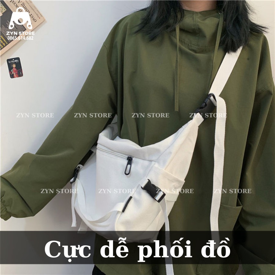 Túi Đeo Chéo Canvas Cỡ Lớn Thời Trang Hàn Quốc Học Sinh Sinh Viên