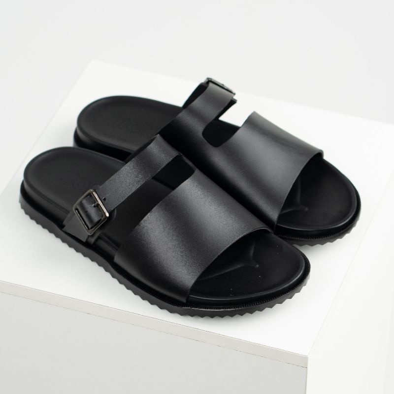 Dép da nam nữ couple, dép quai ngang có khóa da bò cao cấp thương hiệu HORSE đế cao su non QK01