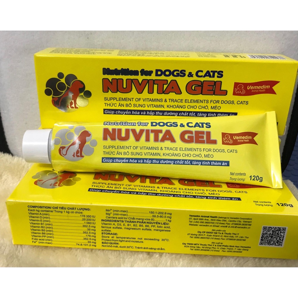 NUVITA GEL bổ sung vitamin cho chó mèo tuýp 120g