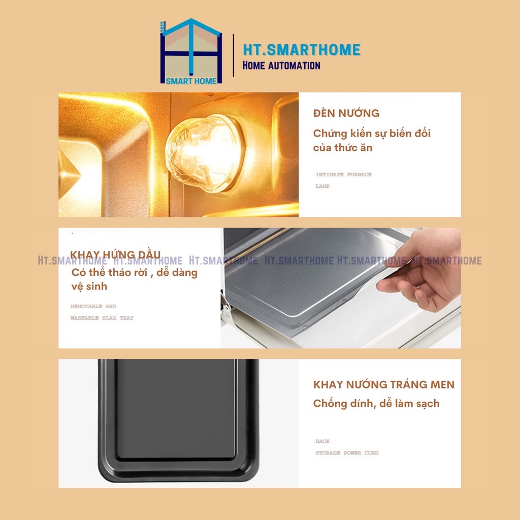 Lò nướng Uringo dung tích 15L 1200W - Nồi chiên không dầu kiêm lò nướng đối lưu đa năng 2in1