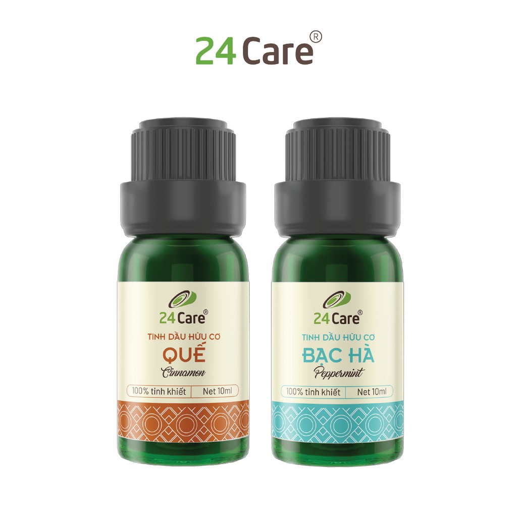 Combo 2 chai Tinh dầu 24Care Quế, Bạc Hà - (10ml/chai)