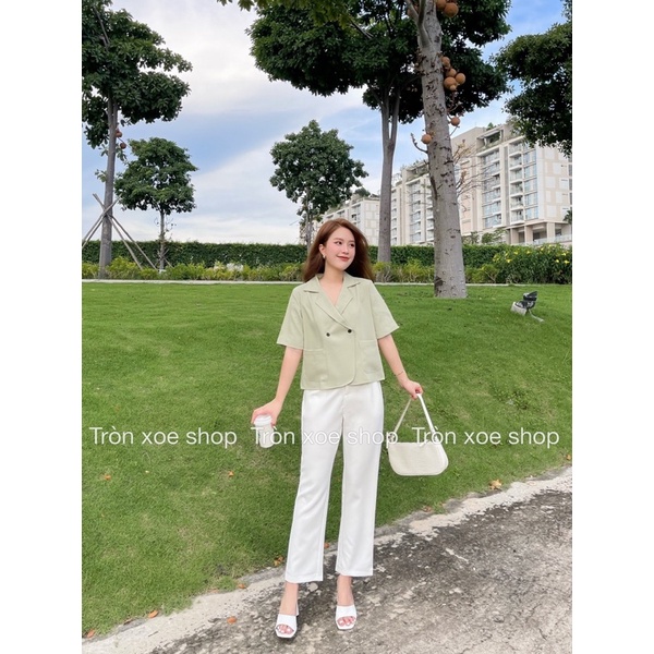 Áo BLAZER NGẮN TAY Tròn Xoe Shop 2 túi thật , Croptop , blazer phong cách công sở 1 lớp style Hàn Quốc mẫu shop chụp | BigBuy360 - bigbuy360.vn