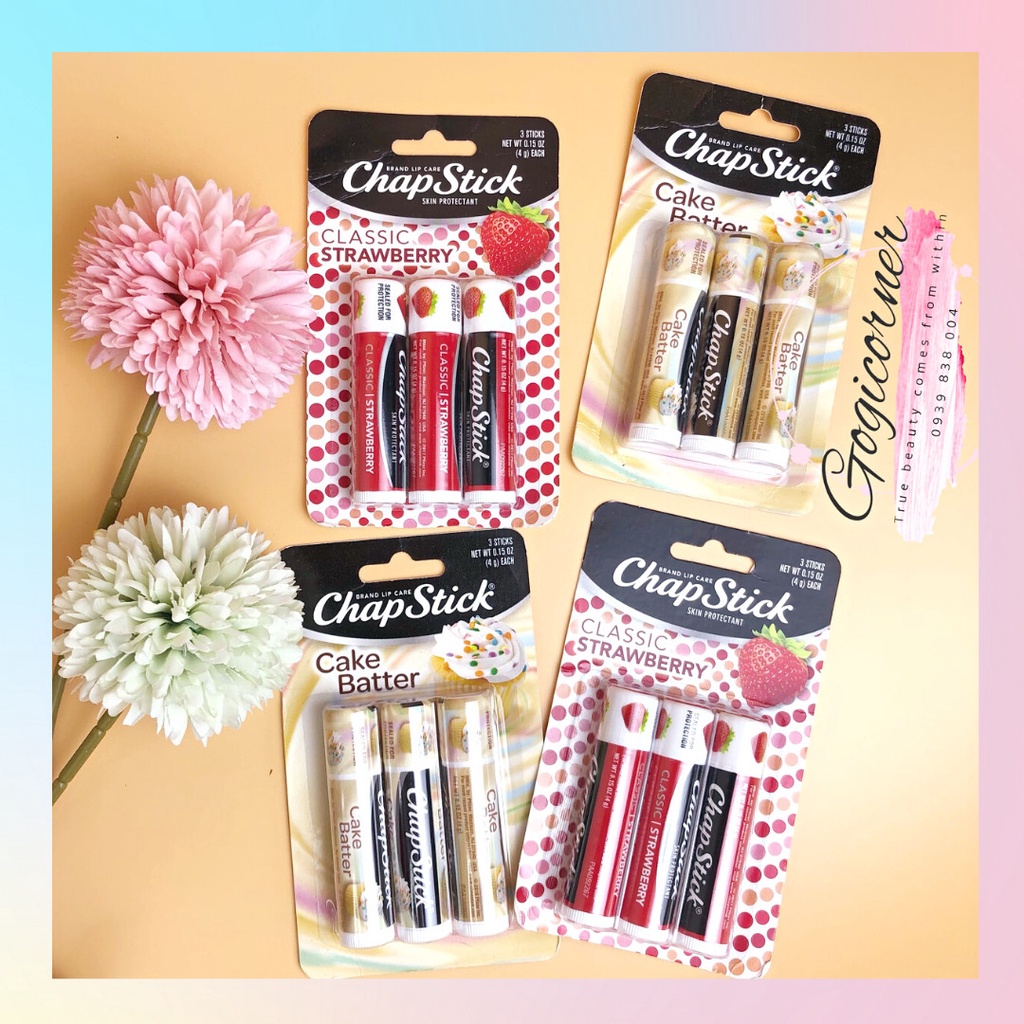 SET SON DƯỠNG CHAPSTICK HƯƠNG TRÁI CÂY 4GR