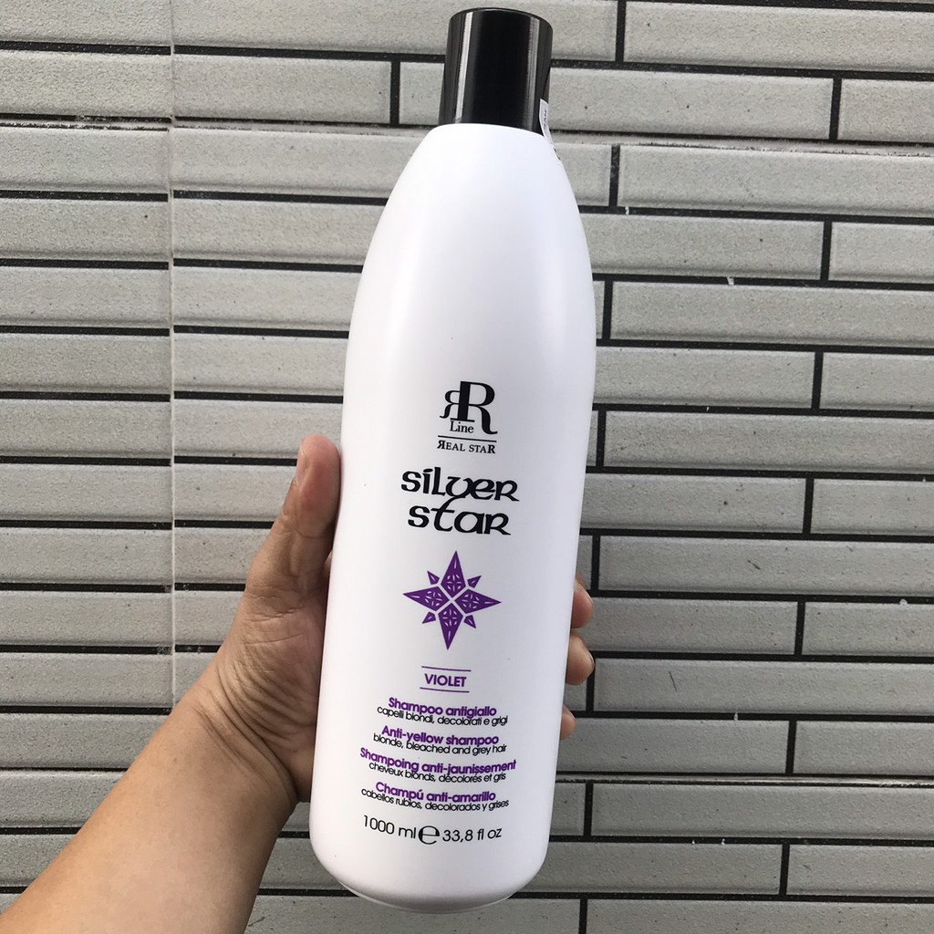 Dầu gội tím khử vàng, chăm sóc tóc vàng sáng Therapy SILVER STAR Shampoo RR Line 1000ml