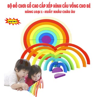Bộ đồ chơi gỗ xếp hình cầu vồng giúp bé nhận biết màu sắc - an toàn -sạch sẽ -thân thiện với môi trường.