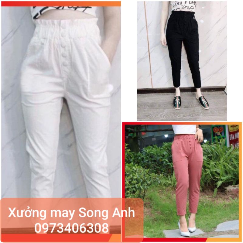 Quần baggy nữ chất đũi xước nhật 5 cúc bọc cao cấp có bigsize