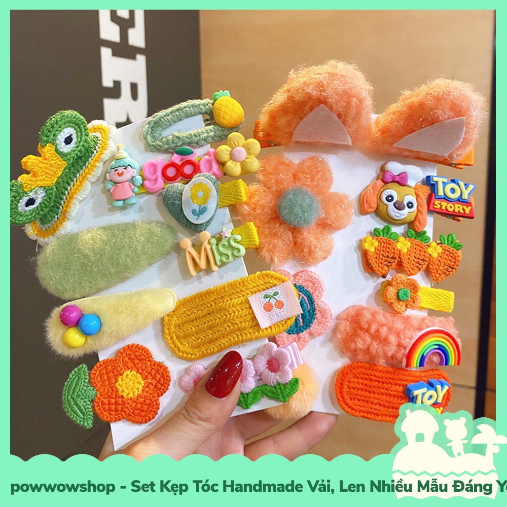 [Sẵn VN - Hỏa Tốc] Set Kẹp Tóc Handmade Vải, Len Nhiều Mẫu Đáng Yêu Hoạt Hình Toy Dis-ney