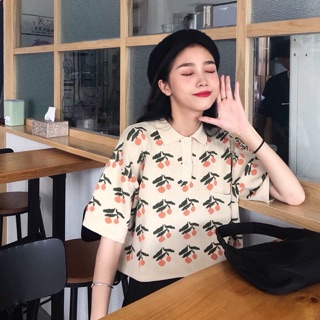 ORDER Áo len Polo ulzzang, áo len Cherry 🍒