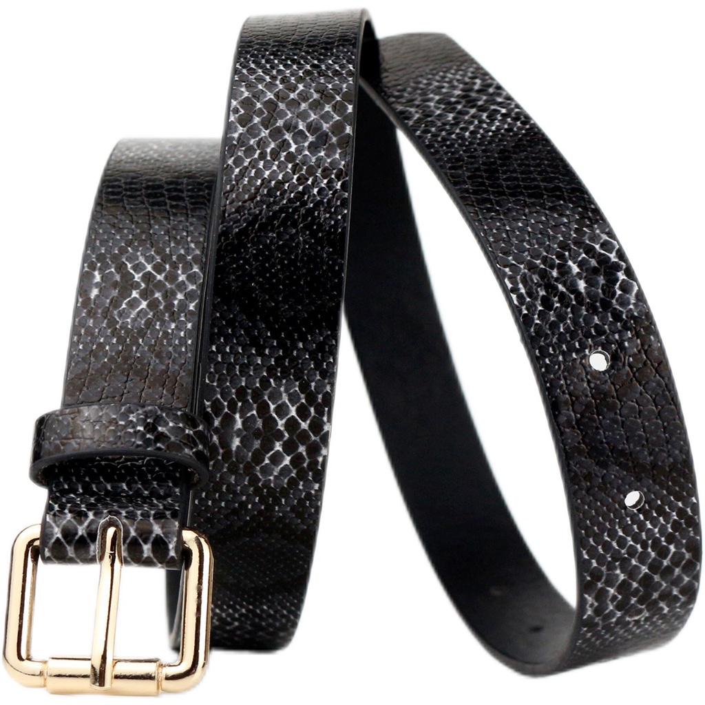 SmileFairyCC【COD &amp; Hàng Có Sẵn】Thắt Lưng Da PU Mỏng Họa Tiết Da Rắn Thời Trang Thường Ngày Cho Nữ