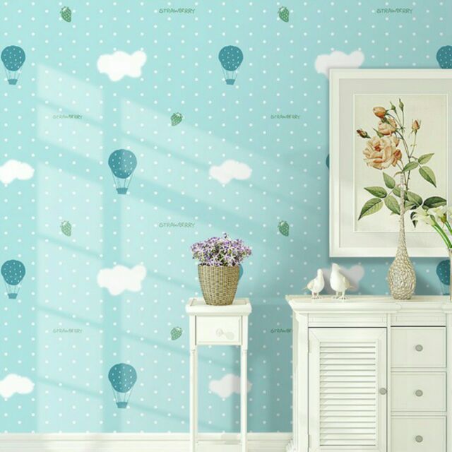 DECAL 1m Giấy dán tường khổ rộng 45cm ( có sẵn keo ) - KHÍ CẦU XANH ELL088 | BigBuy360 - bigbuy360.vn