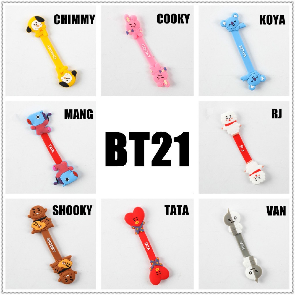 ◐ Cuộn Dây Cáp chimmy / cooky / tata / koya / rj / Xoài / shooky - kpop ◑ 1 Dụng Cụ Quấn Dây Cáp Bằng Silicon Họa Tiết Hoạt Hình Dễ Thương Tiện Dụng