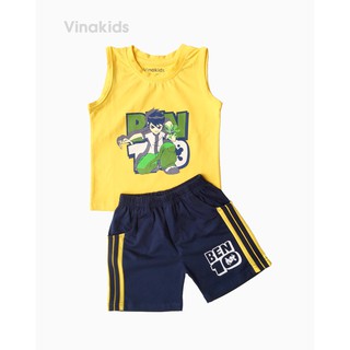 Đồ bộ bé trai Ben 10 quần sọc đứng màu vàng (1-7 tuổi)