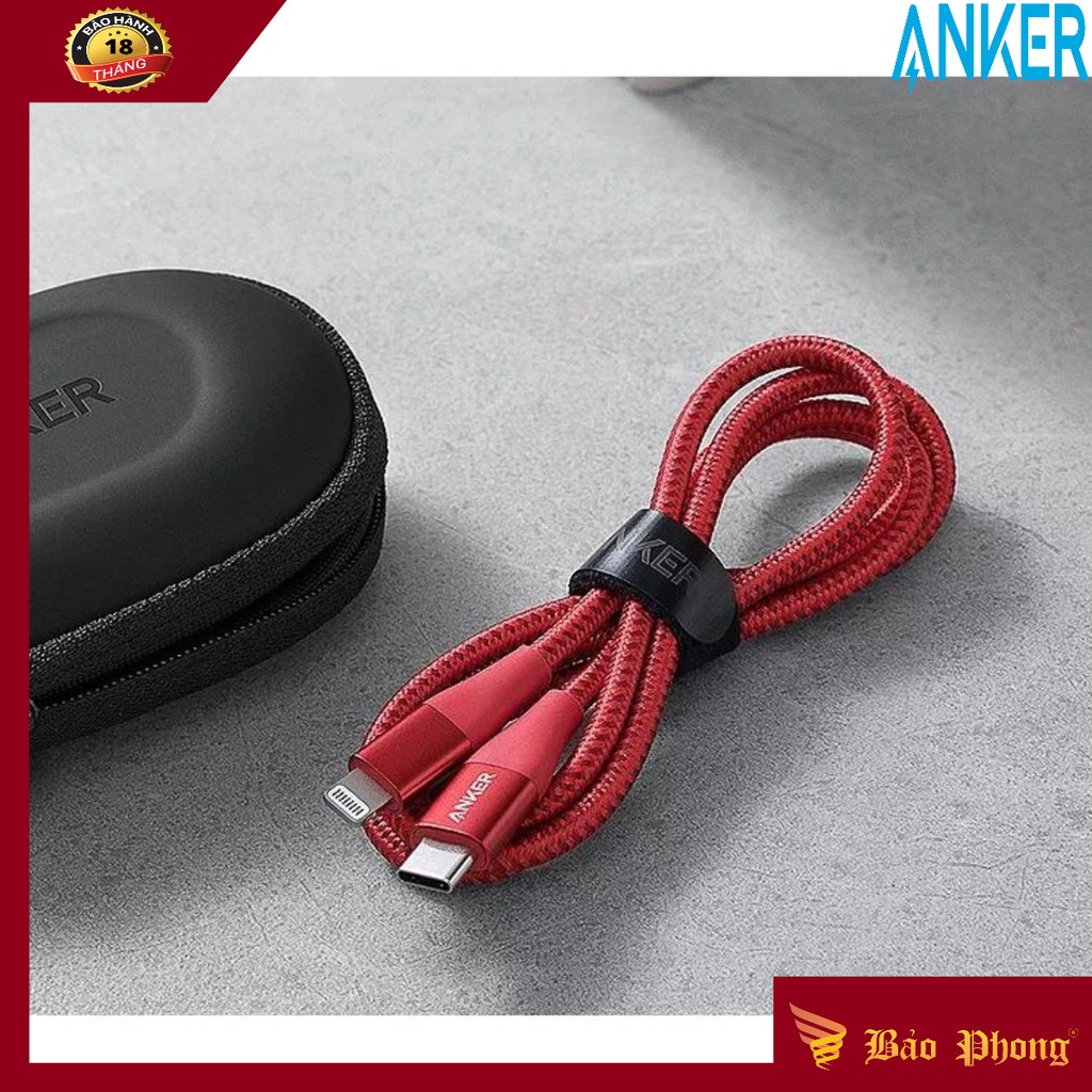  Dây Cáp PD ANKER A8653 PowerLine + II type C to Lightning Dài 1.8m