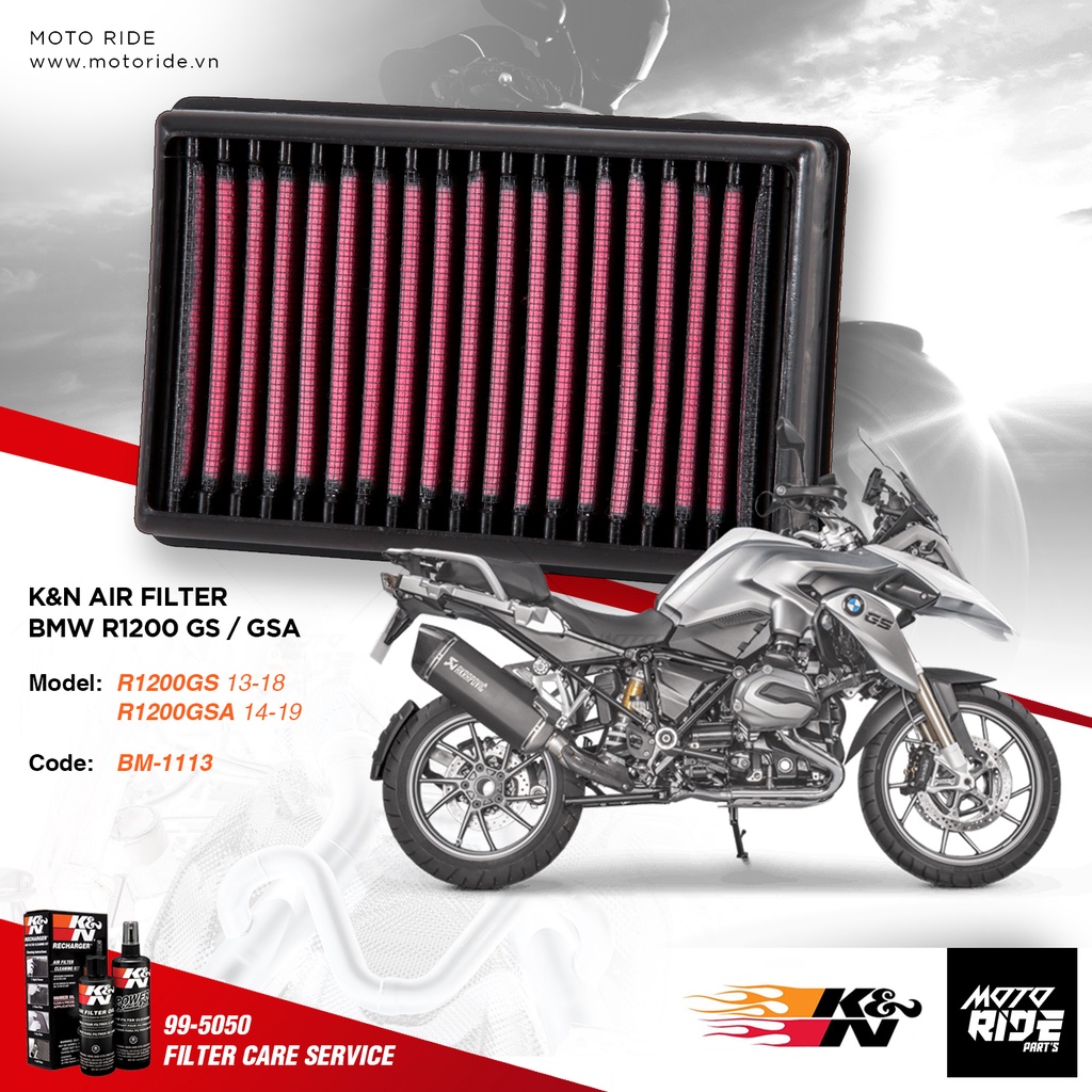 K&amp;N BM-1113 LỌC GIÓ ĐỘ CHO BMW R 1200 1250 R / RS / GS / GSA