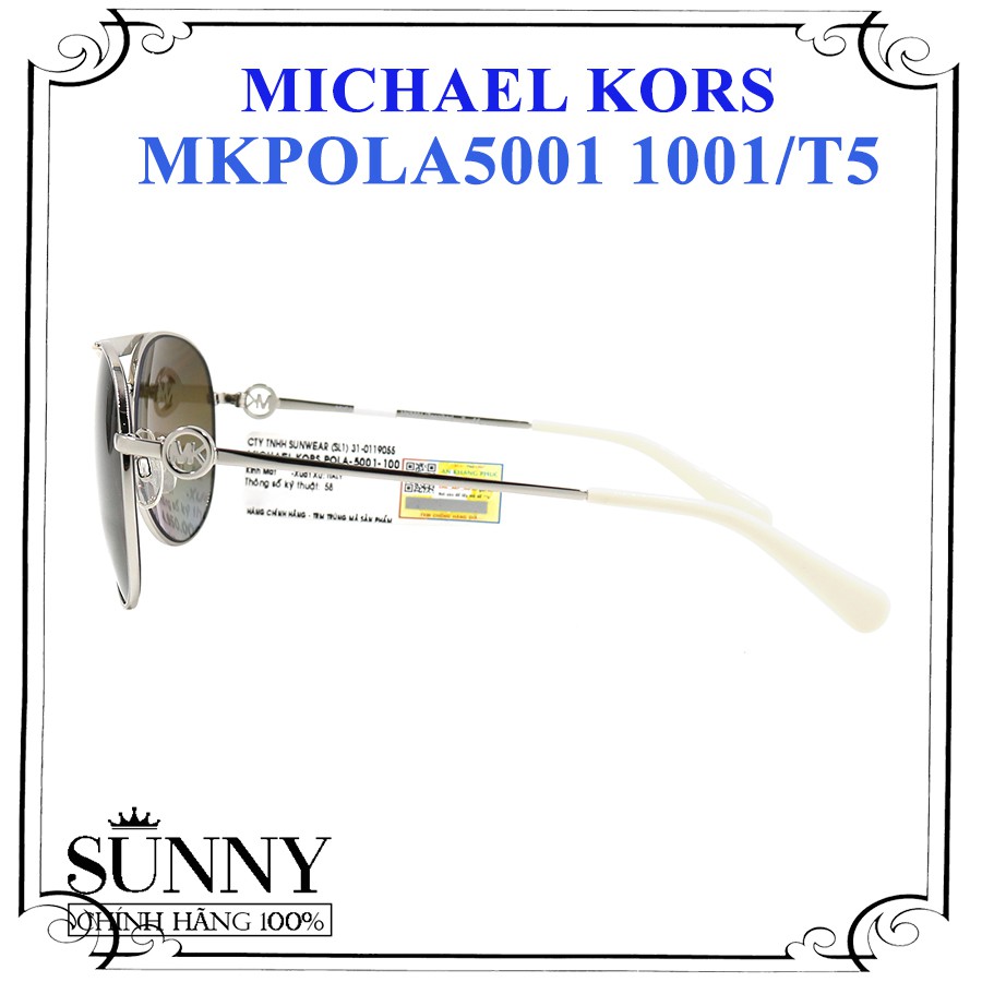 MKPOLA5001 1001/T5 kính mát chính hãng Michael Kors chính hãng, thiết kế dễ đeo bảo vệ mắt